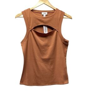 Terea Ava Ribbed Cut out tank Size Large Rust